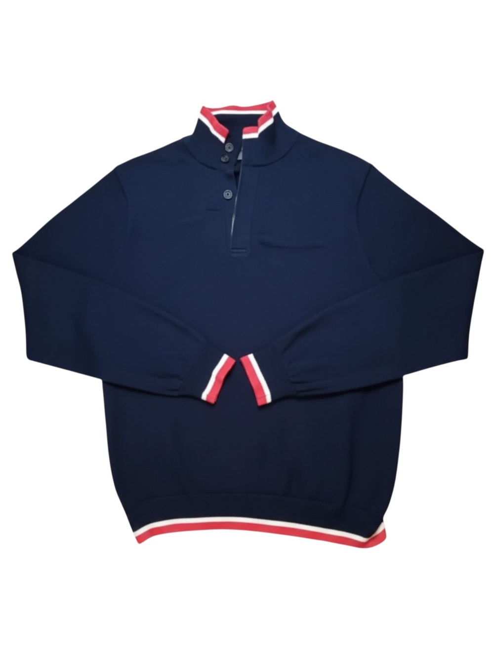 Brooks Brothers Navy Blue Henley Polo Sweater Men’s XL Supima Cotton